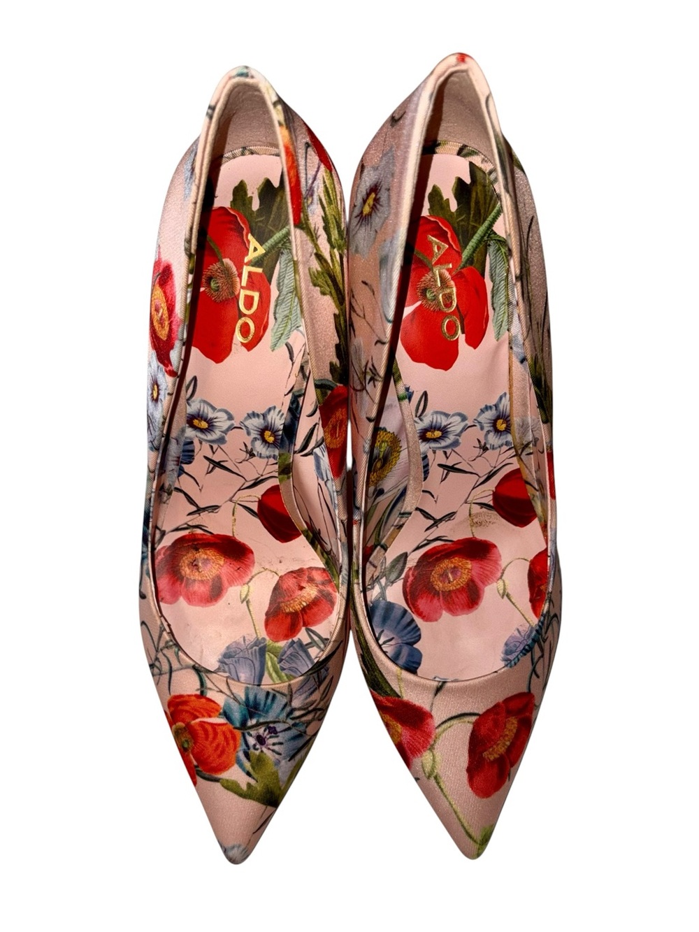 Floral Satin Pointed Toe Stiletto Pumps - Picture 5 of 9